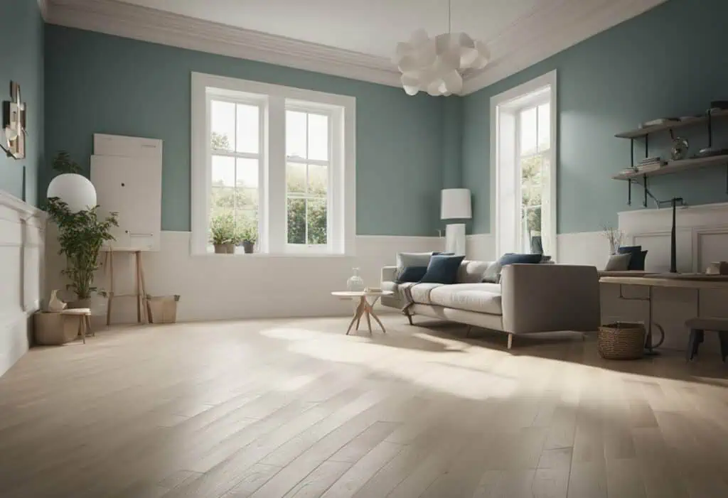 Bright and airy living room featuring large windows, stylish furniture, and minimalist design for a.