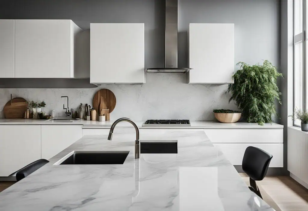 Sleek white modular kitchen with minimalist design, perfect for modern homes and efficient cooking.