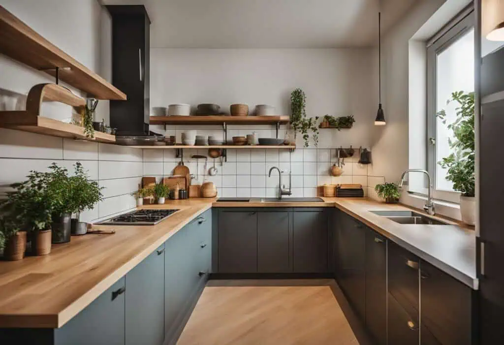 Efficient small kitchen with closed layout, maximizing space and functionality in modern home design.