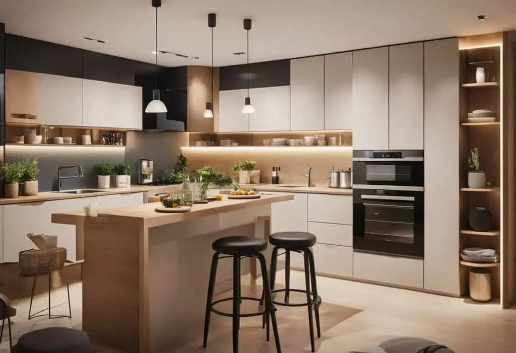 small kitchen and living room designs combine