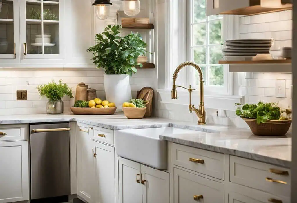 Bright white small kitchen with modern design and efficient layout.