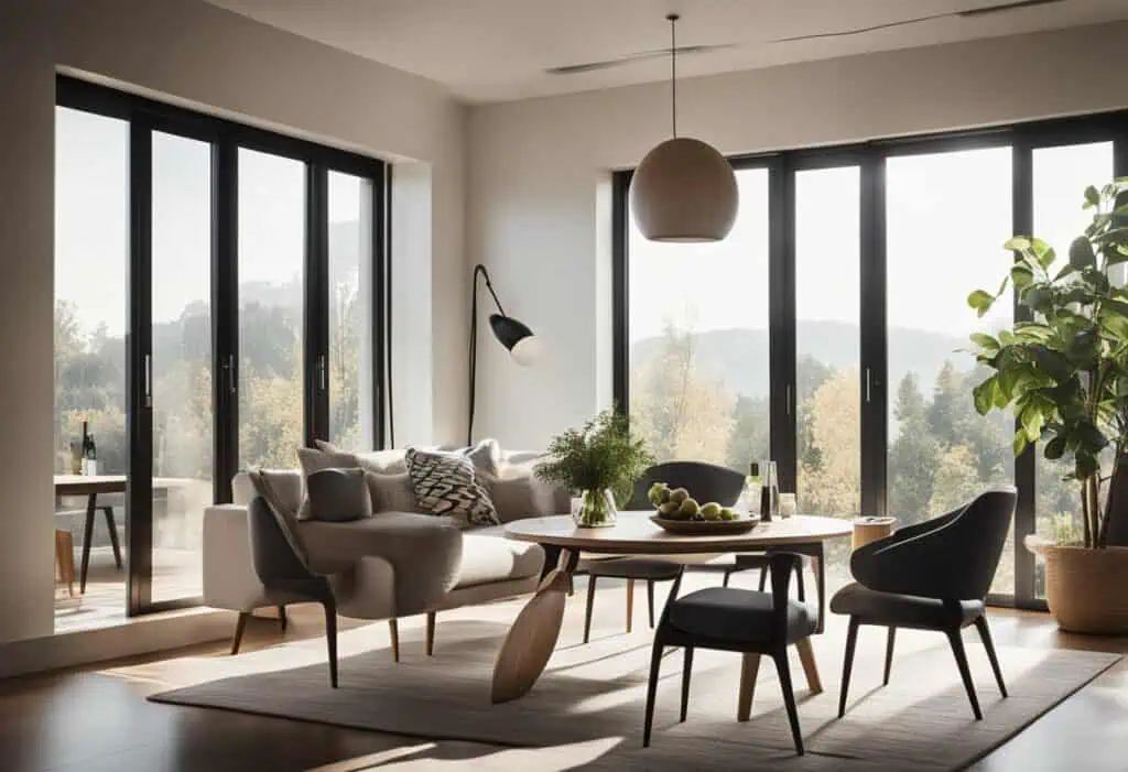 small living room designs with dining table