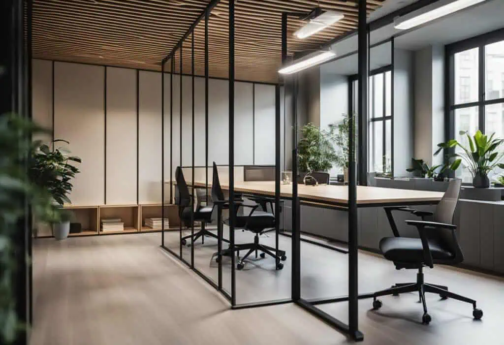Office partition design for maximizing space and productivity.