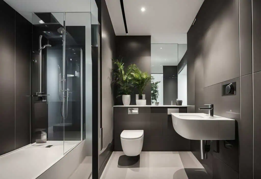small toilet design with shower