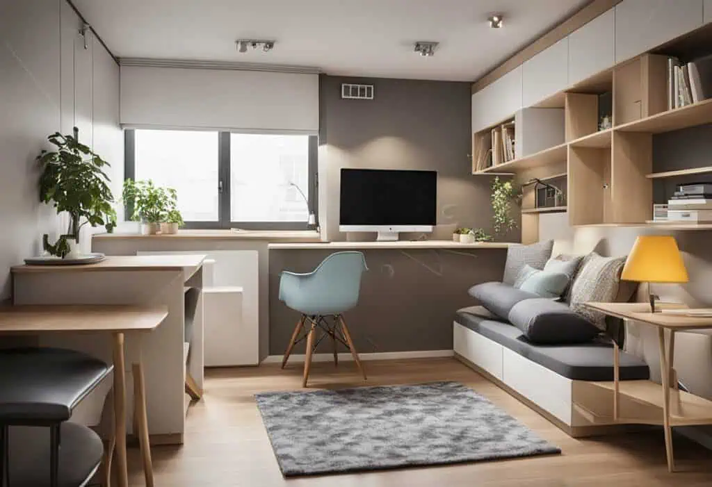 Compact living room with space-saving furniture in Singapore, maximizing small space efficiency.