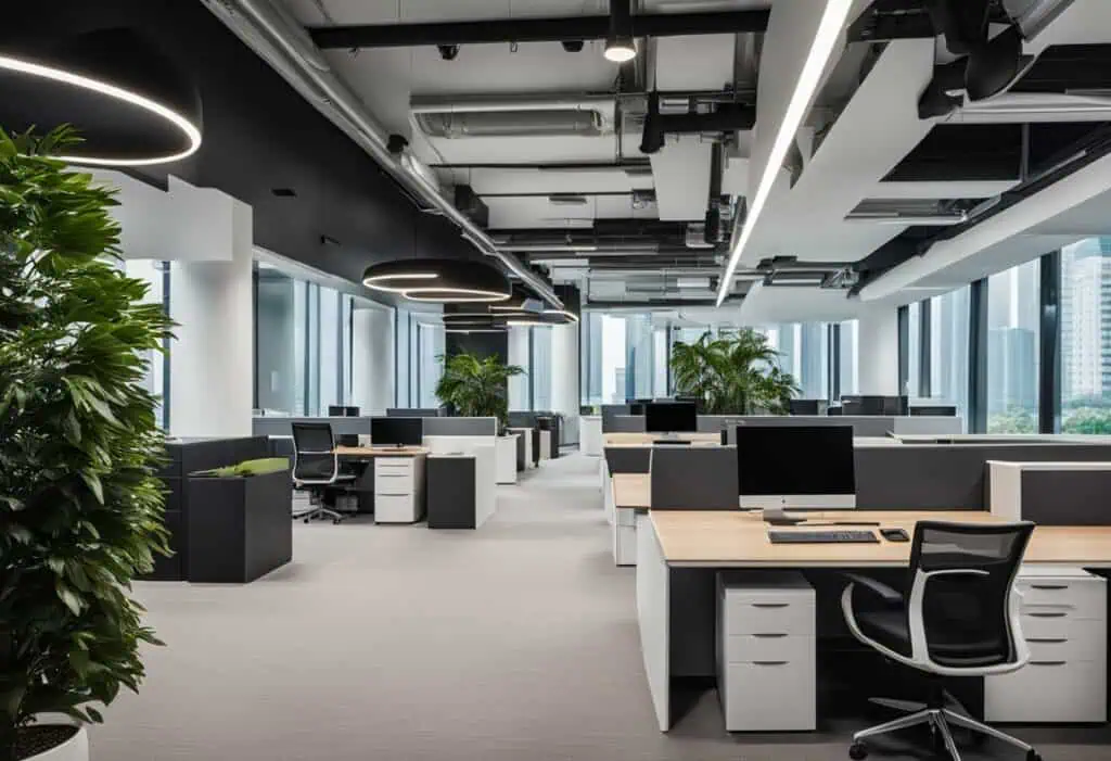 Contemporary office system furniture in Singapore for efficient workspaces.