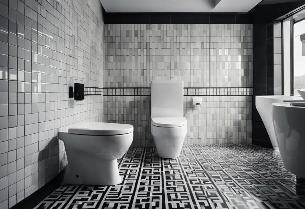 toilet tiles design black and white