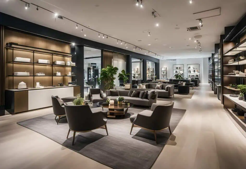 Contemporary furniture store in Singapore showcasing stylish sofas and decor.
