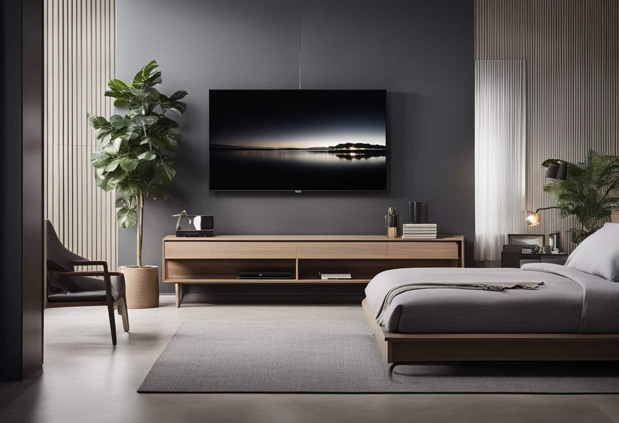 Stylish TV Cabinet Design in Bedroom: Space and Elegance
