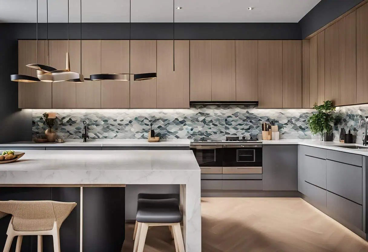 Contemporary kitchen featuring custom cabinetry, sleek countertops, and innovative design for a one-.