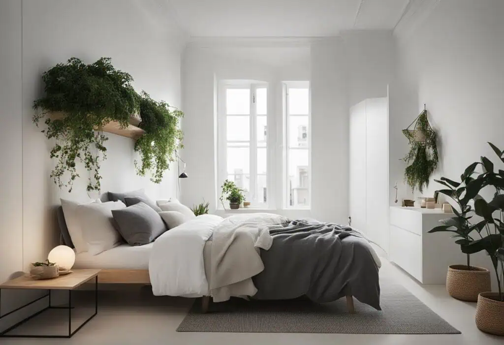 white wall bedroom design
