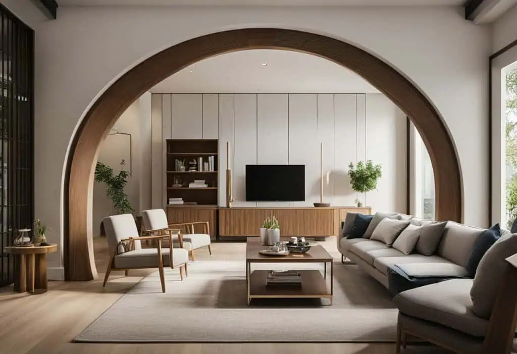 wooden arch designs in living room
