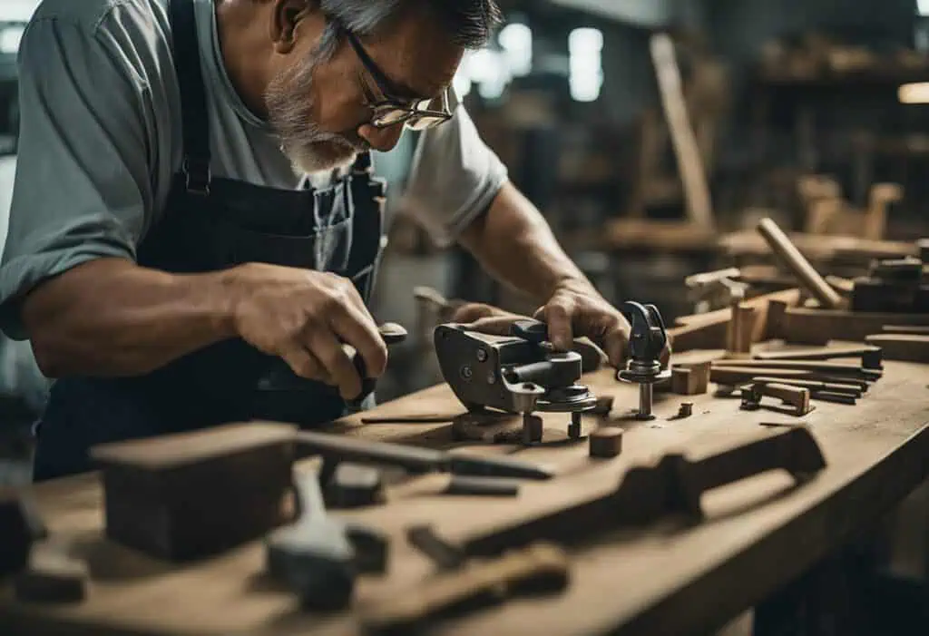 Skilled craftsman restoring wooden furniture with precision in Singapore.