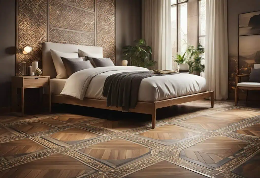 wooden tiles design for bedroom