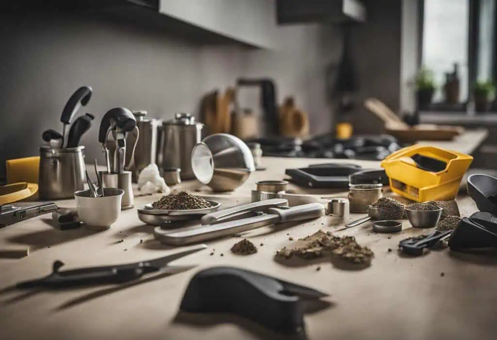 Worktop Renovation Tools and Supplies for Kitchen Upgrade.
