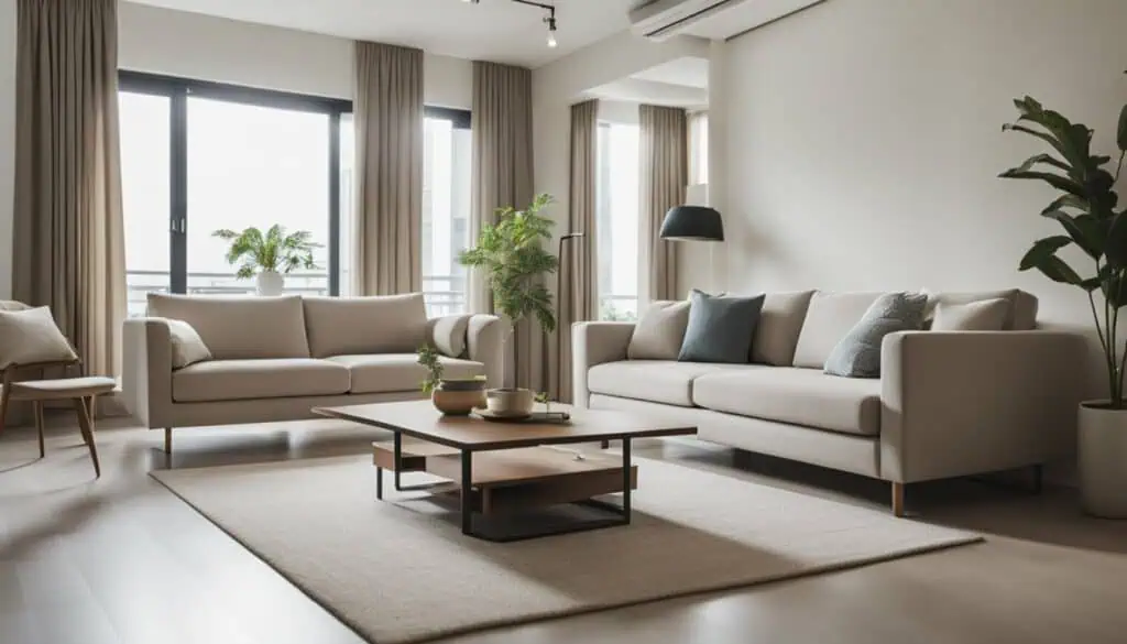 Elegant living room featuring neutral tones and contemporary furniture design.