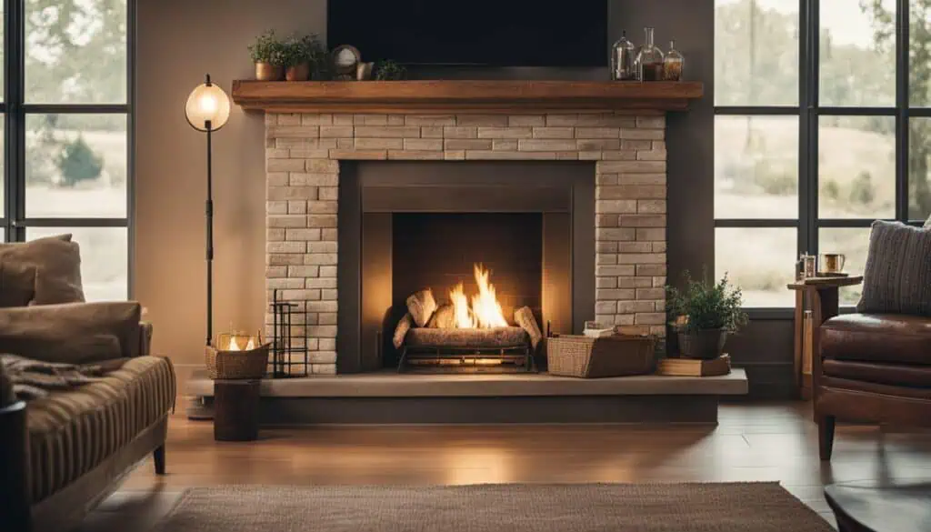 Warm living room featuring a lit fireplace and comfortable seating.