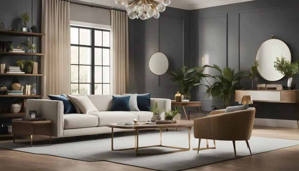 Modern living room with stylish furniture and large windows for a bright, inviting space.