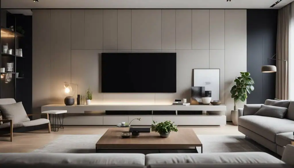 Elegant living room featuring sleek furniture and contemporary design elements.
