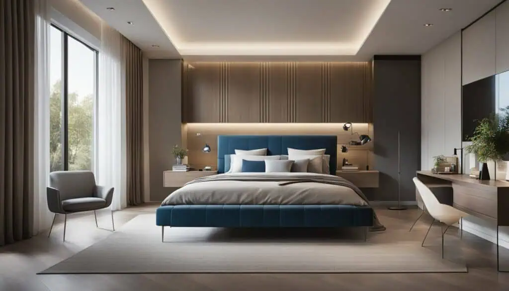 Luxurious Vegas interior design featuring modern bedroom decor and stylish furnishings.
