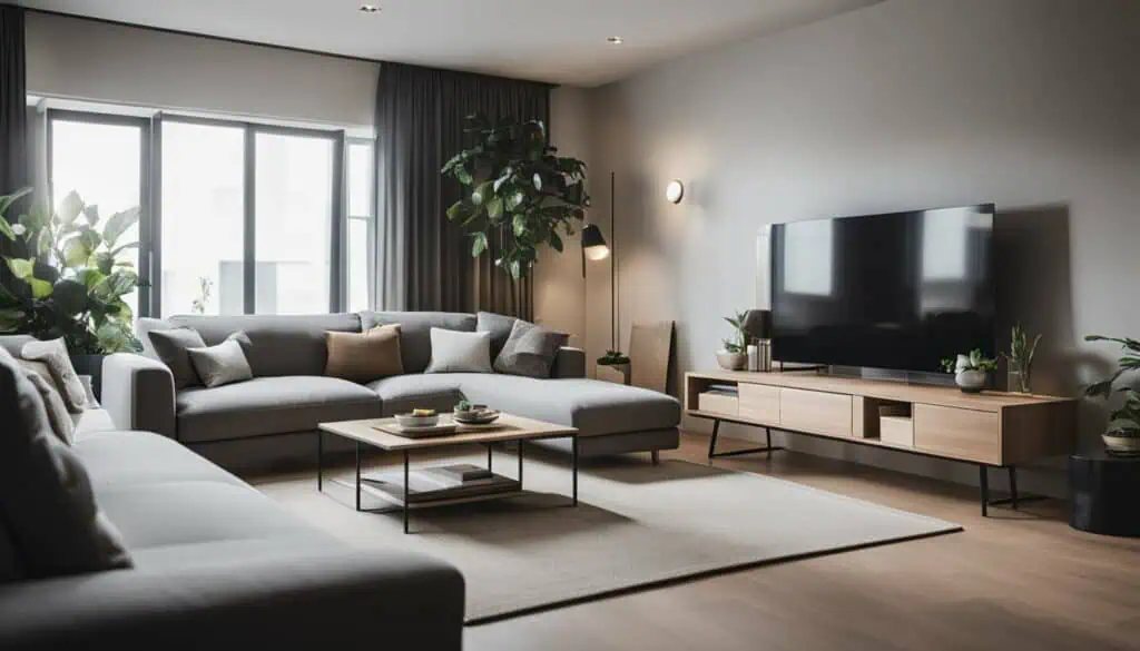 Bright, spacious living room with contemporary furniture and natural light.