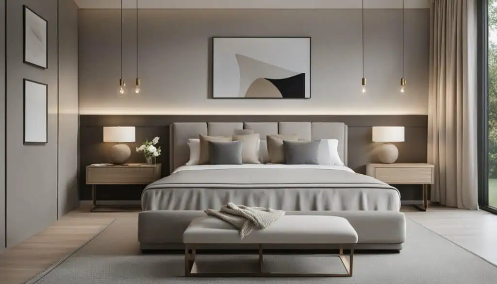 Elegant bedroom interior with contemporary design and soft lighting.