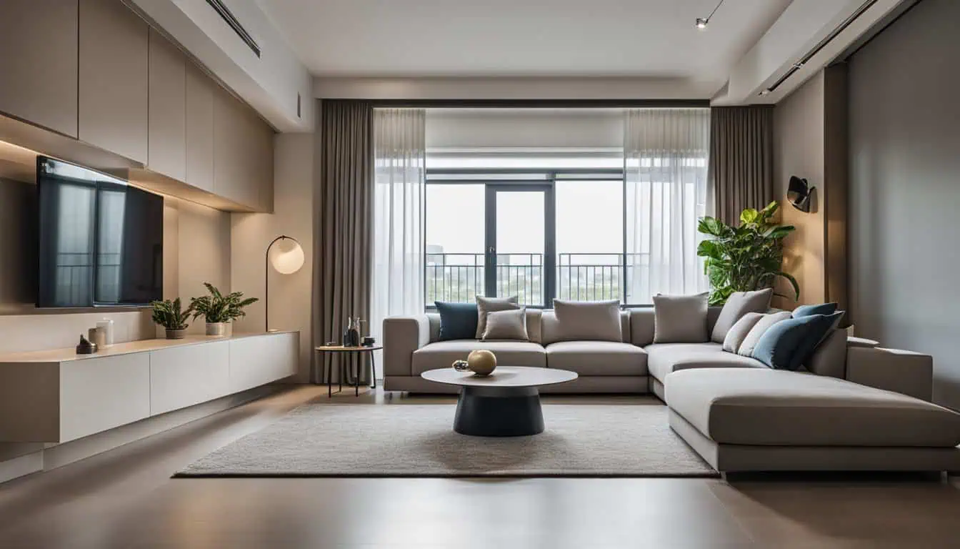 Bright living room featuring a spacious seating area, large window with natural light, and stylish i.