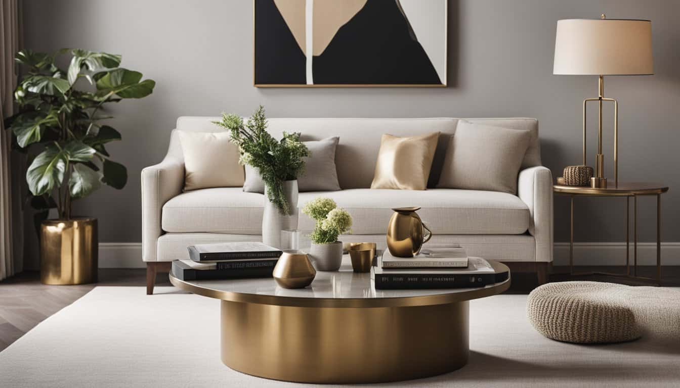 Elegant modern living room with stylish decor and cozy seating.