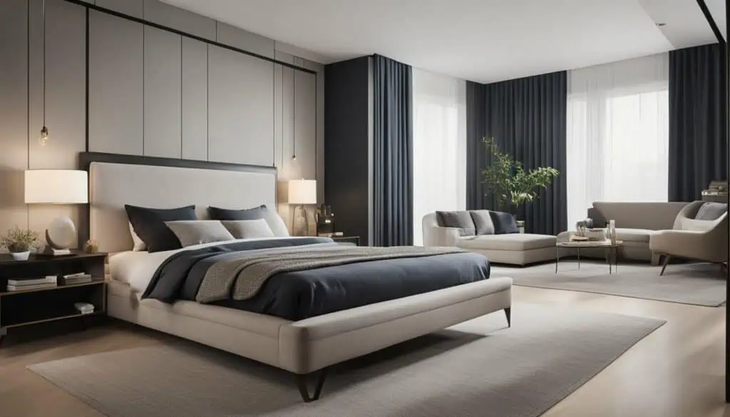 Elegant modern bedroom with sleek furniture and stylish decor by RDC Architects.